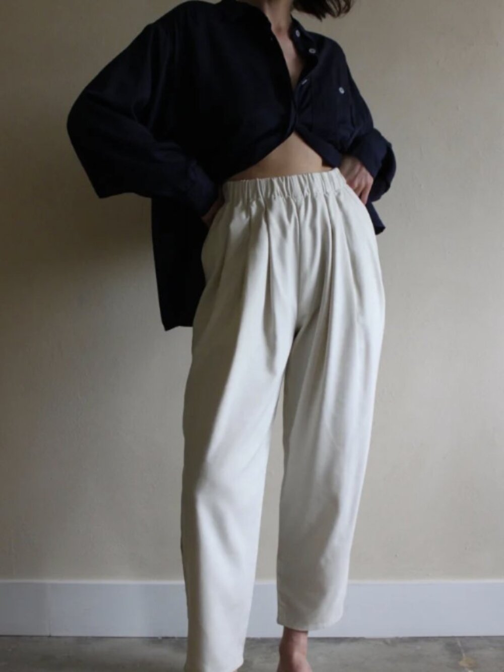 NA NIN Lena Silk Canvas Pant Cream XS